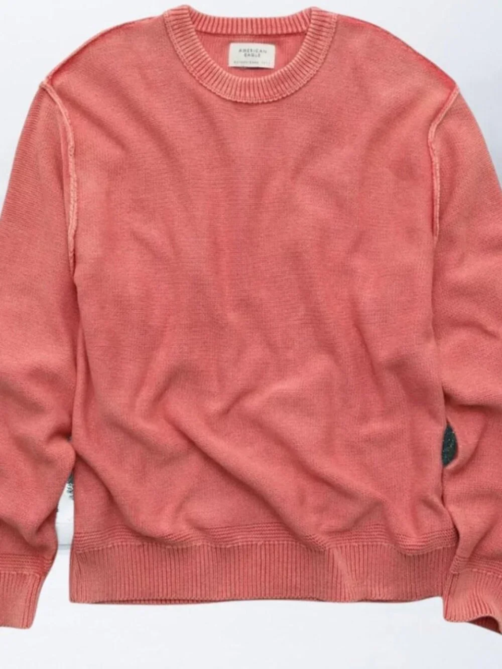 NEW!!! AMERICAN EAGLE WASHED RED REVERSE SWEATER -  100% COTTON - SIZE L
